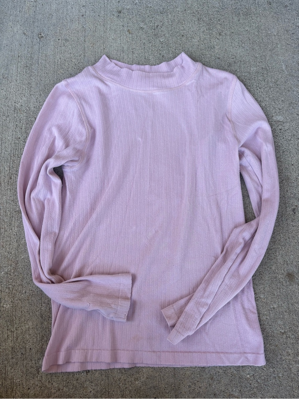 Free People Ribbed Mock Neck Long Sleeve Top - Pale Pink